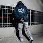 Navy Blue & White  – Spray Paint Graffiti Hoodie